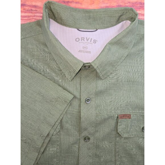 Orvis Mens Green Short Sleeve Button-Up Shirt XXL - Picture 4 of 8